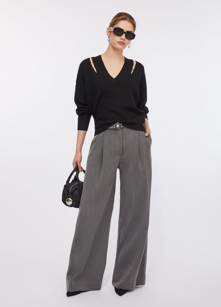 Pullover mit eingefassten Schmucksteinen Schwarz Liu Jo - large image number 5