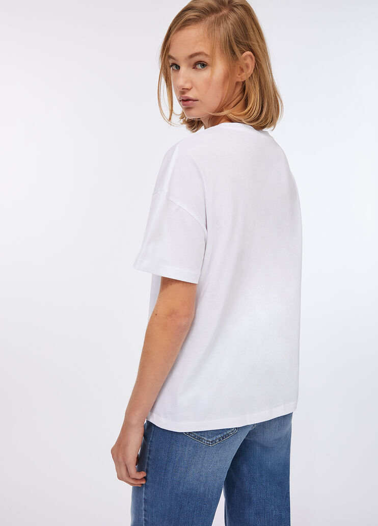 T-shirt with embroidery and rhinestones white Liu Jo - large image number 1 T-shirt with embroidery and rhinestones white Liu Jo - large image number 1