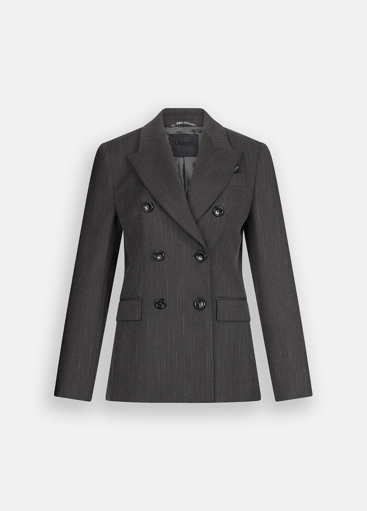 Zweireihiger Nadelstreifenblazer Schiefergrau mit Nadelstreifen Liu Jo - medium Zweireihiger Nadelstreifenblazer Schiefergrau mit Nadelstreifen Liu Jo - medium