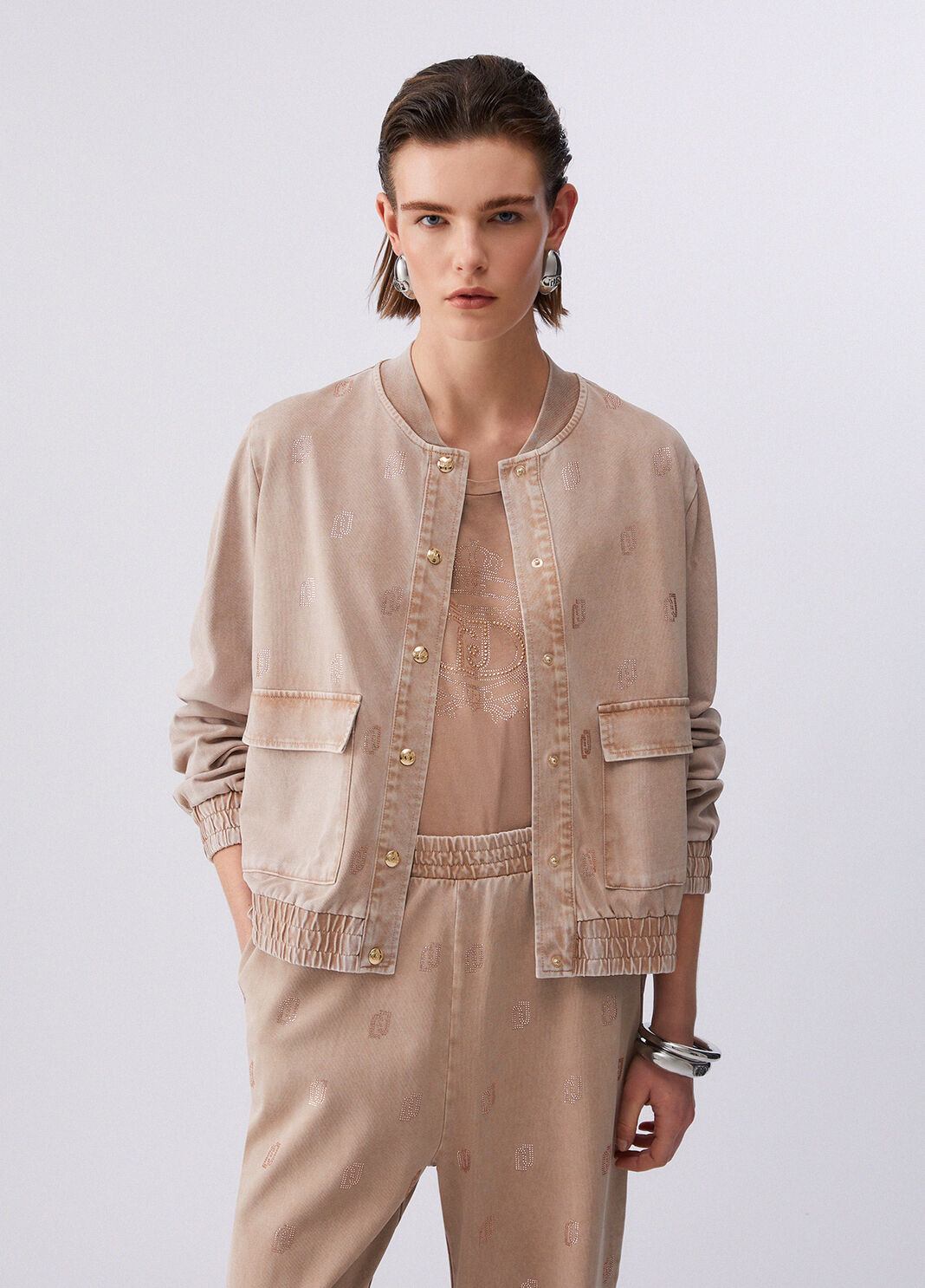 Faded jersey jacket beige Liu Jo - large image number 0