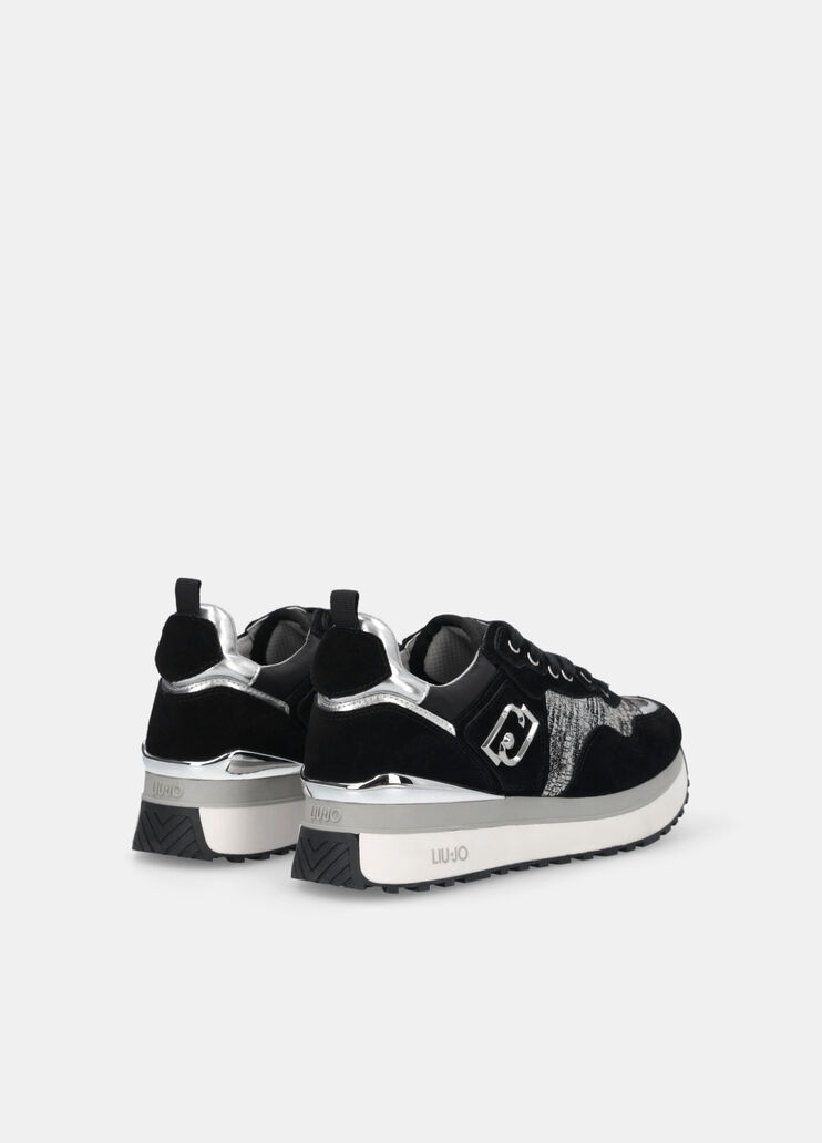Sneakers à plateforme effet lamé noir Liu Jo - large image number 3 Sneakers à plateforme effet lamé noir Liu Jo - large image number 3