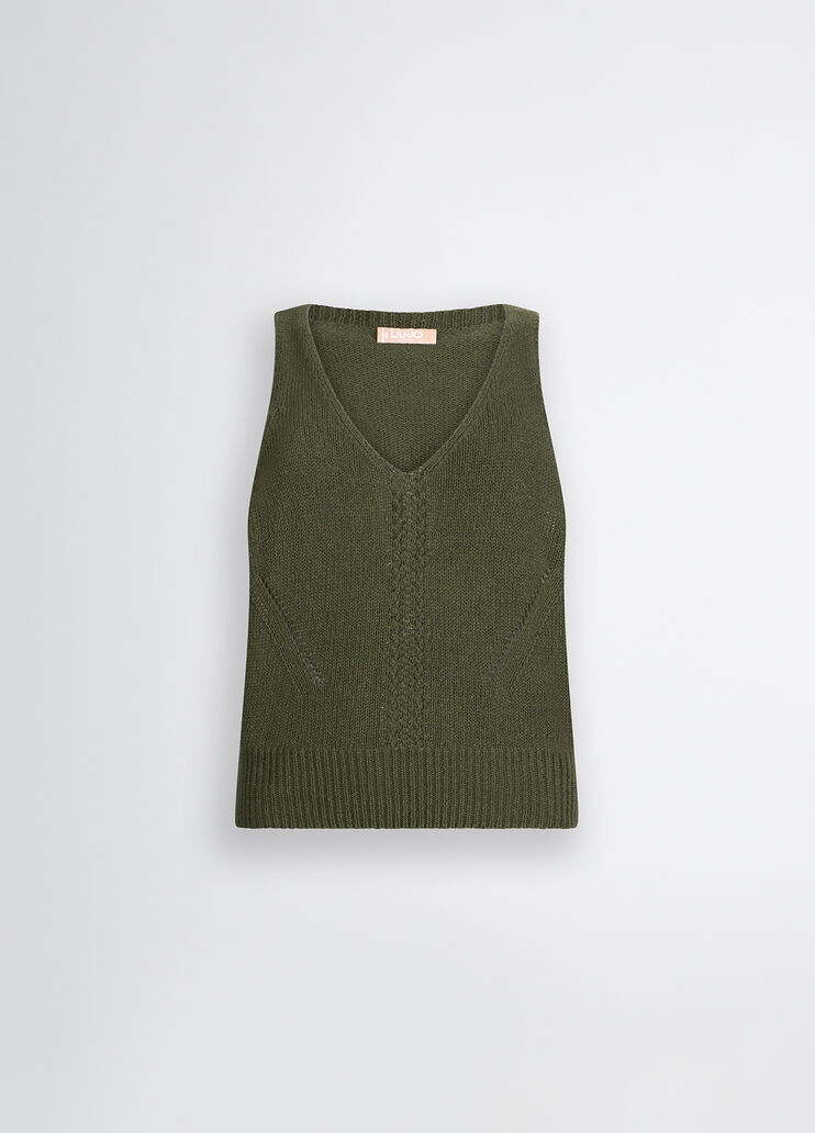 Knit top with cut-out detailing khaki green Liu Jo - large image number 6 Knit top with cut-out detailing khaki green Liu Jo - large image number 6