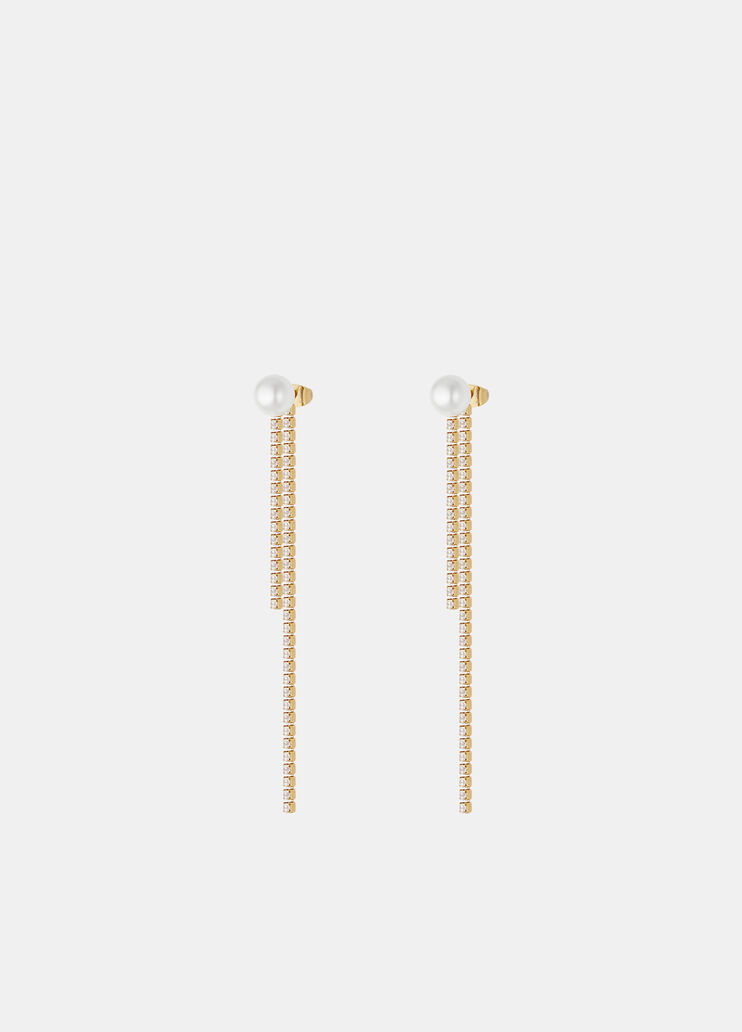Pendant earrings with rhinestones gold Liu Jo - medium Pendant earrings with rhinestones gold Liu Jo - medium