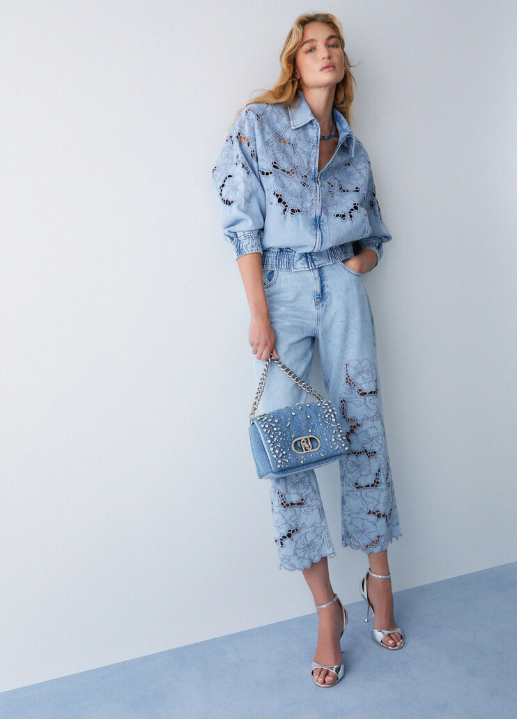 Vaqueros con bordados calados denim azul Liu Jo - medium
