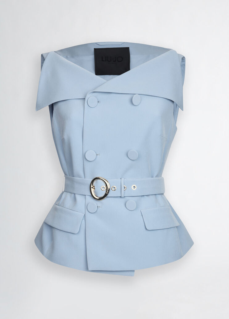 Double-breasted waistcoat with belt light blue Liu Jo - large image number 6 Double-breasted waistcoat with belt light blue Liu Jo - large image number 6