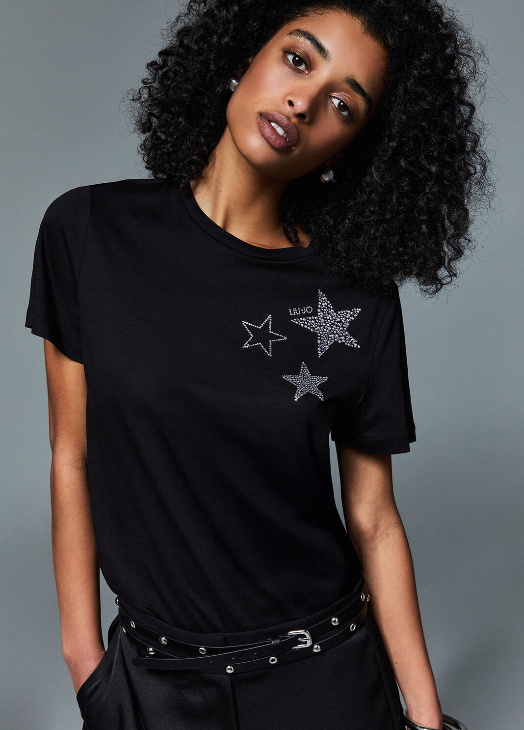 T-shirt with appliqu&eacute; details black Liu Jo - large image number 3