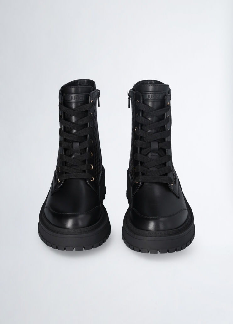 Perforated leather combat boots black Liu Jo - large image number 6 Perforated leather combat boots black Liu Jo - large image number 6