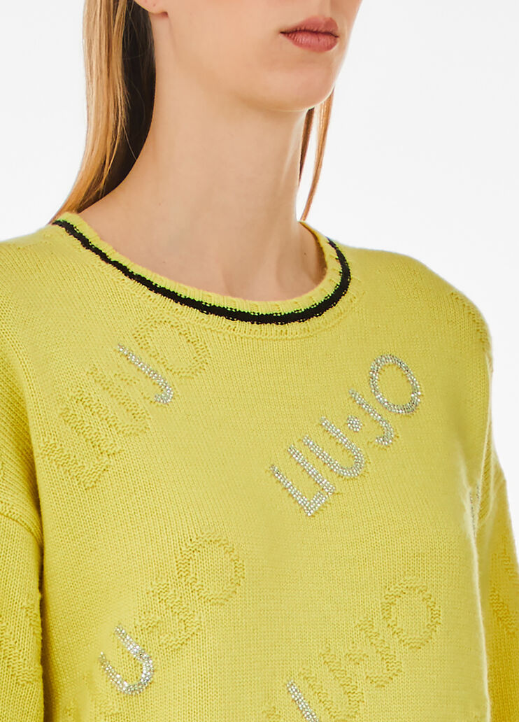 Pullover aus Wollgemisch mit Logo Gelb Liu Jo - large image number 2