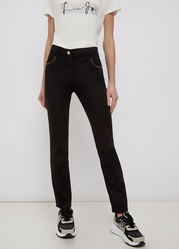 Trousers with gemstones black Liu Jo - large image number 0 Trousers with gemstones black Liu Jo - large image number 0