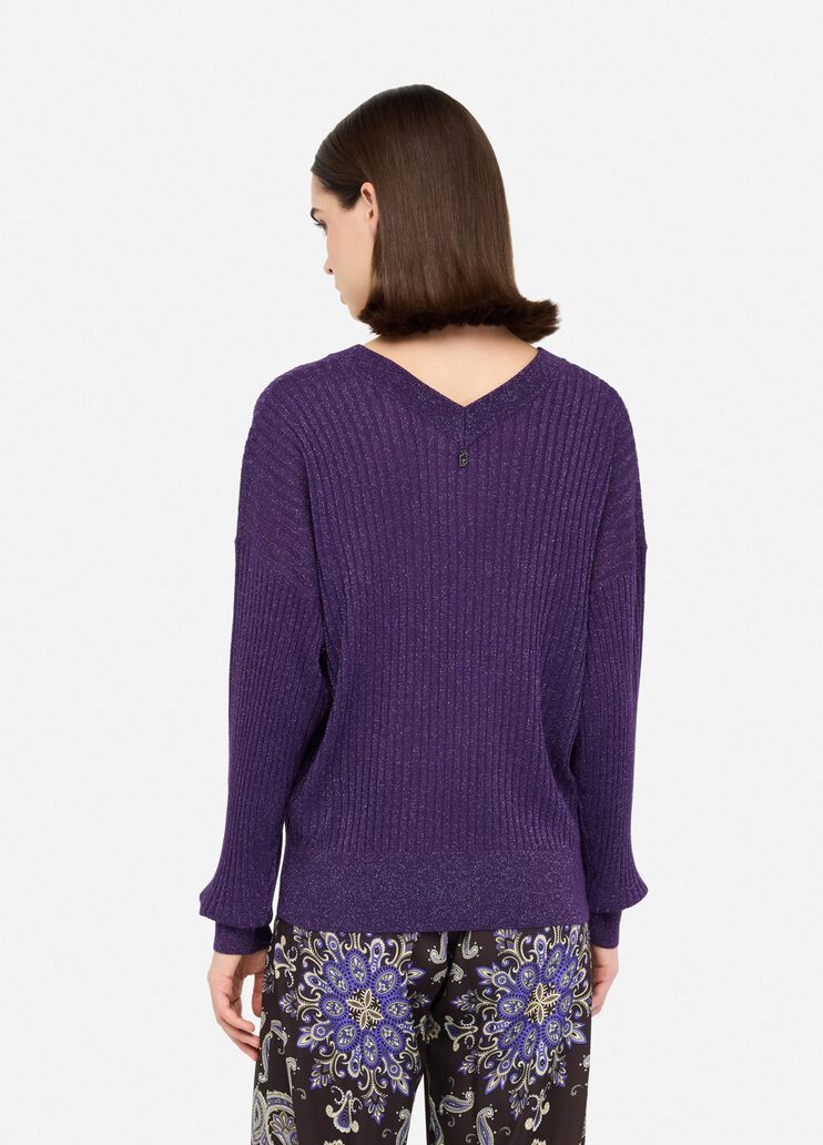 Pullover mit V-Ausschnitt Violett Liu Jo - large image number 1