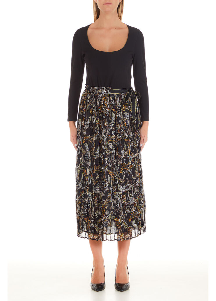 Robe midi avec ceinture noir et cachemire Liu Jo - large image number 0