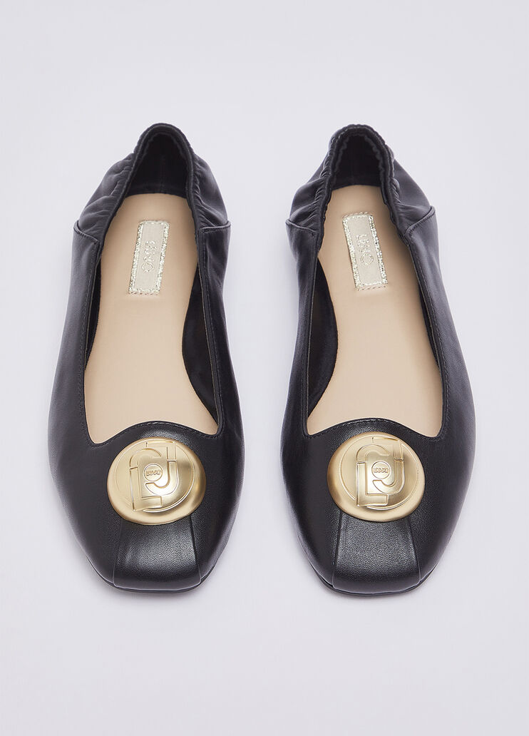 Ballerines en cuir avec logo noir Liu Jo - medium