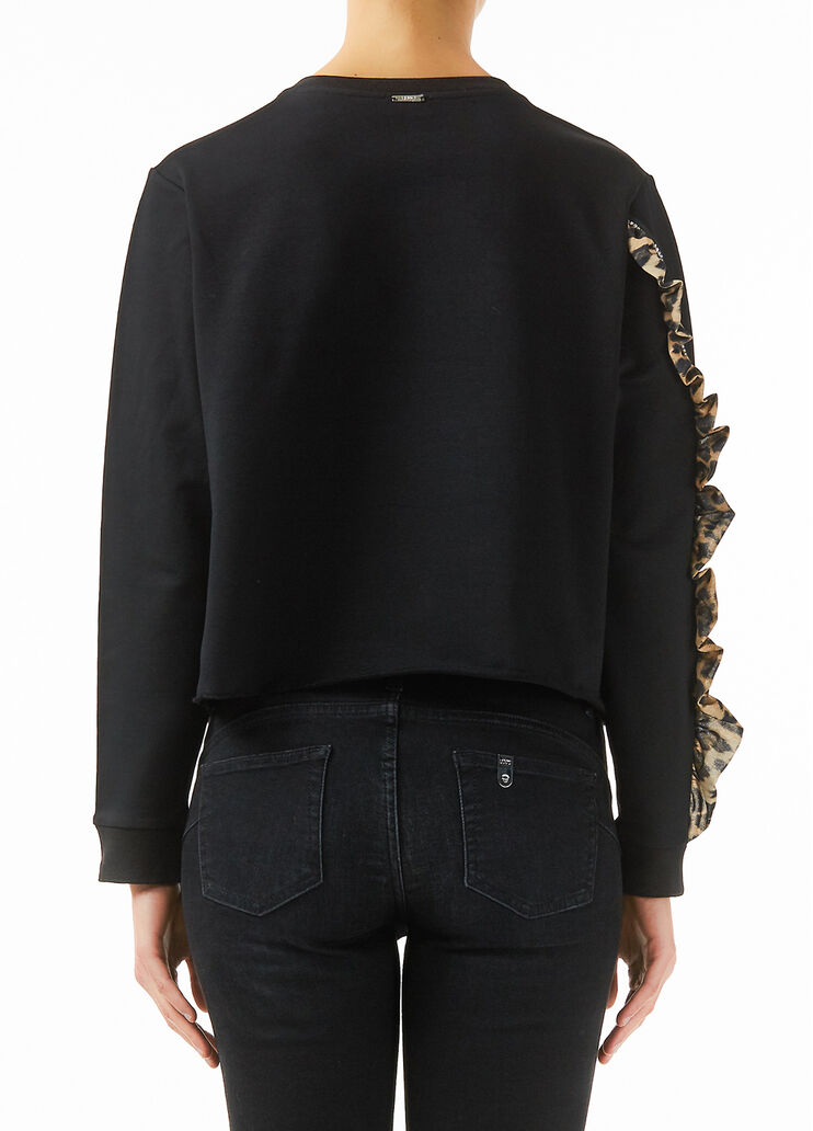Sweatshirt with ruching and gemstones Black Liu Jo - large image number 1