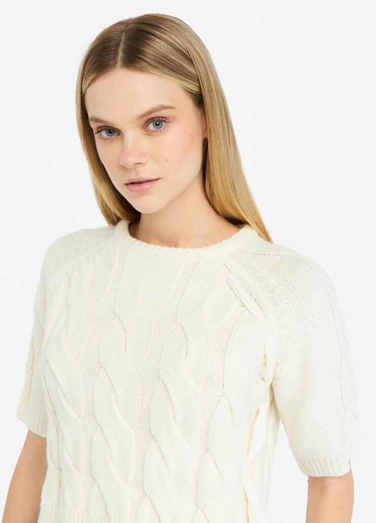 Cable knit wool sweater white Liu Jo - large image number 3 Cable knit wool sweater white Liu Jo - large image number 3