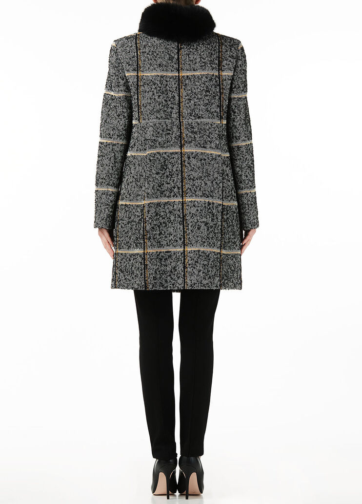 Tartan coat with faux fur collar Black Liu Jo - large image number 1