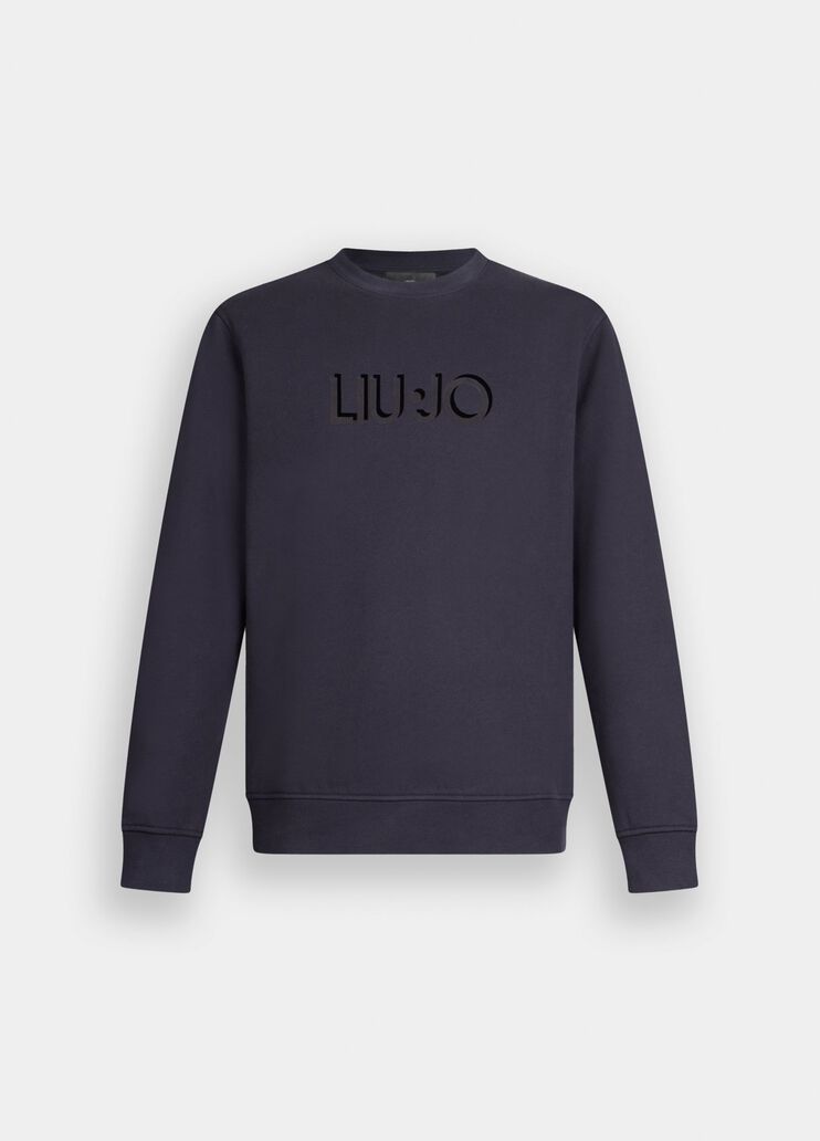 Cotton sweatshirt with logo dark blue Liu Jo - large image number 6