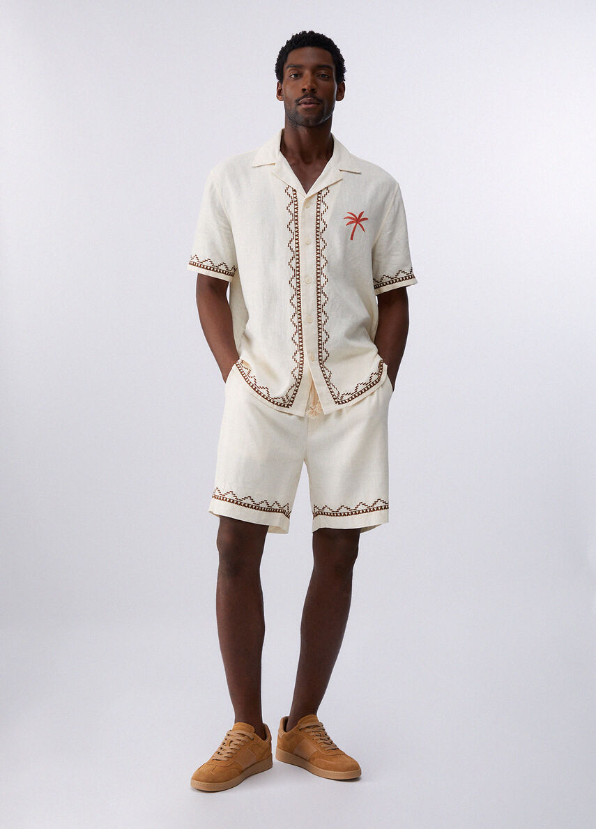 Linen shirt with embroidery colour cream | Liu Jo
