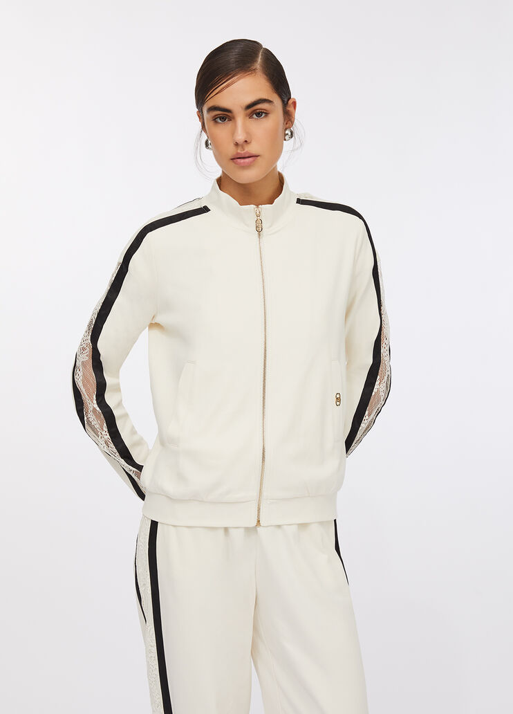 Sweatshirt aus Baumwolle mit Spitze Weiß Liu Jo - medium