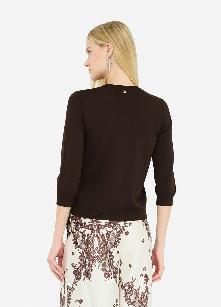 Cardigan with lace detail dark brown Liu Jo - medium