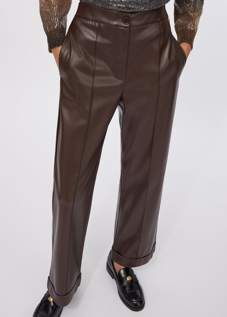 Coated fabric trousers chocolate Liu Jo - large image number 2