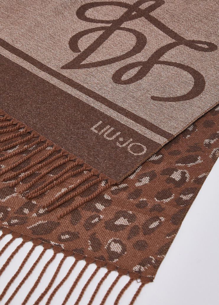 Jacquard Stole with Logo beige Liu Jo - medium