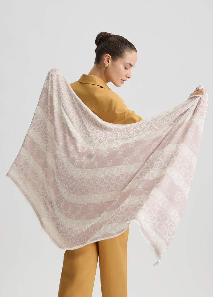 Peach jacquard monogram stole peach Liu Jo - medium Peach jacquard monogram stole peach Liu Jo - medium