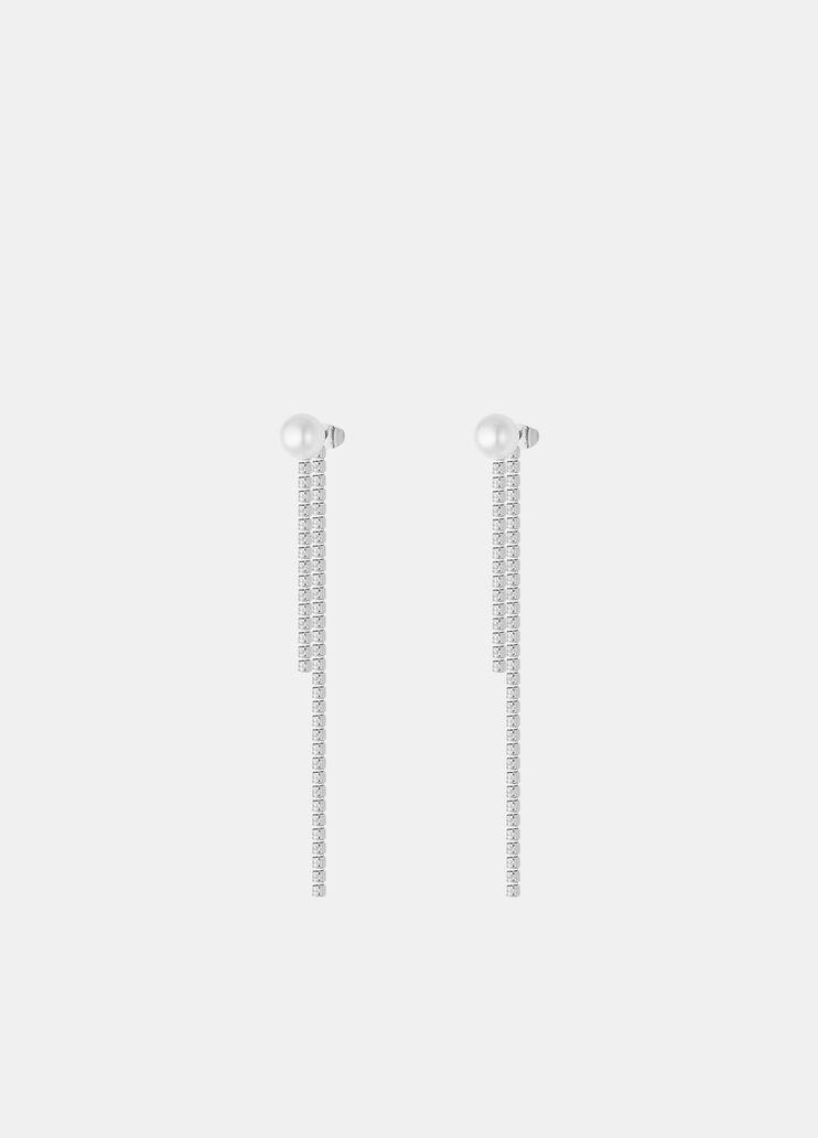 Pendant earrings with rhinestones silver Liu Jo - medium Pendant earrings with rhinestones silver Liu Jo - medium