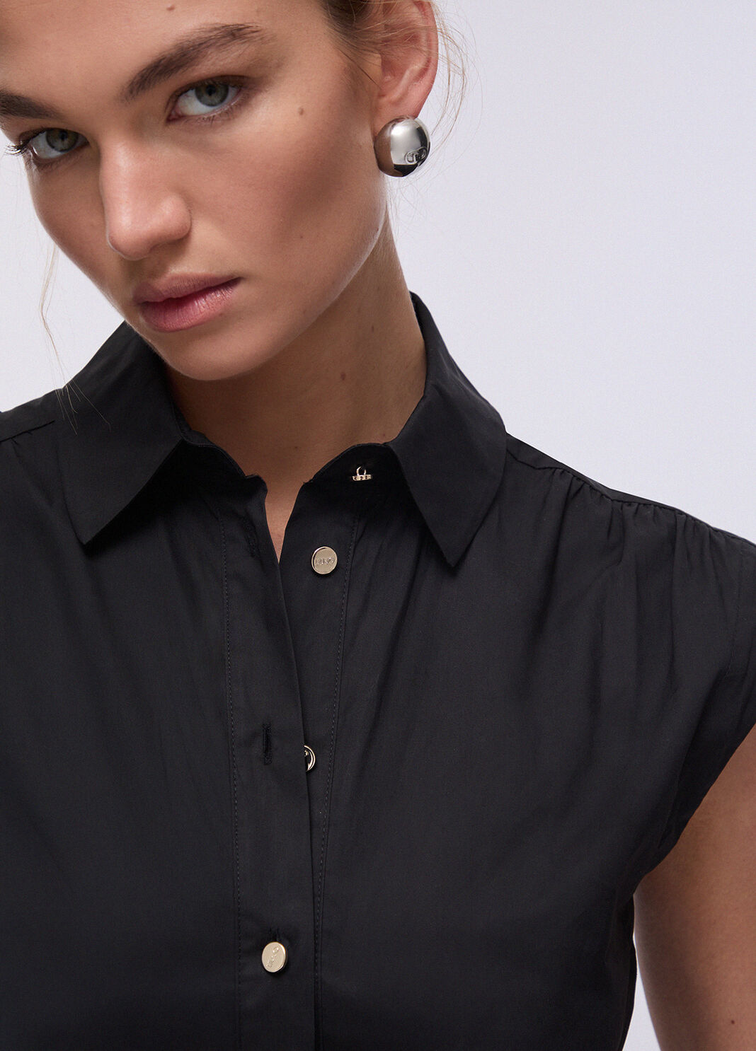 Short poplin dress black Liu Jo - large image number 4