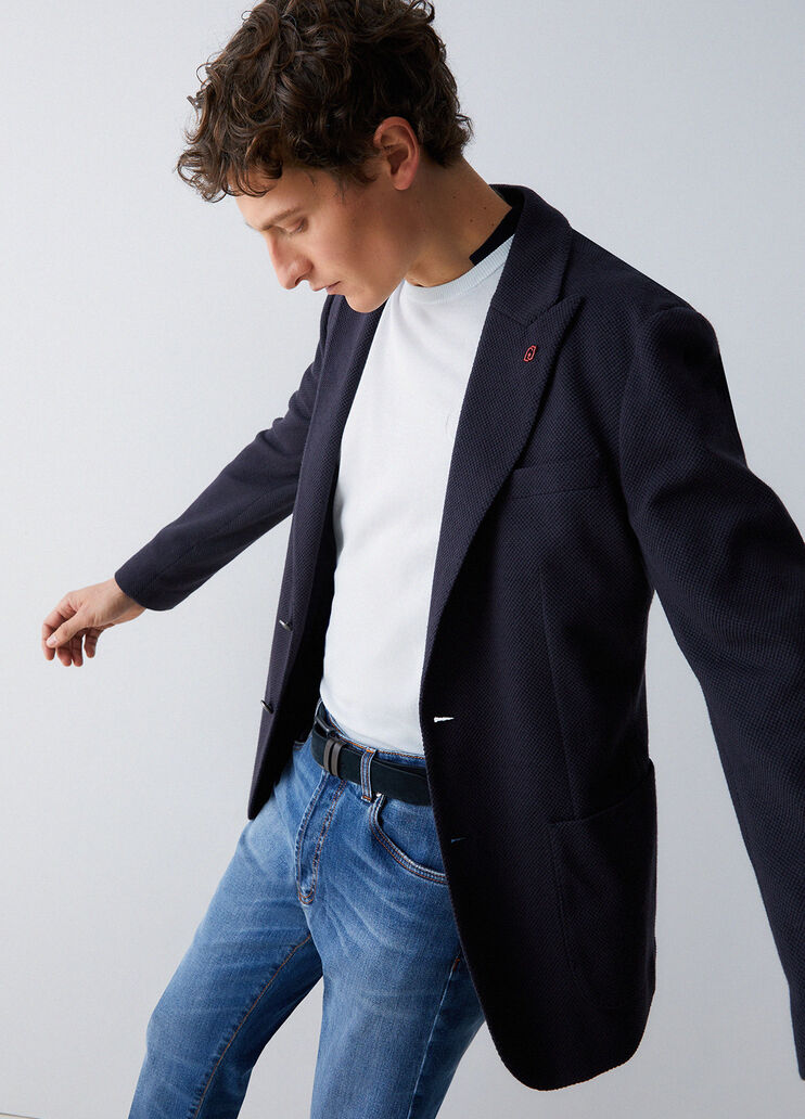 Elegante Jacke aus Piqu&eacute; Dunkelblau Liu Jo - medium