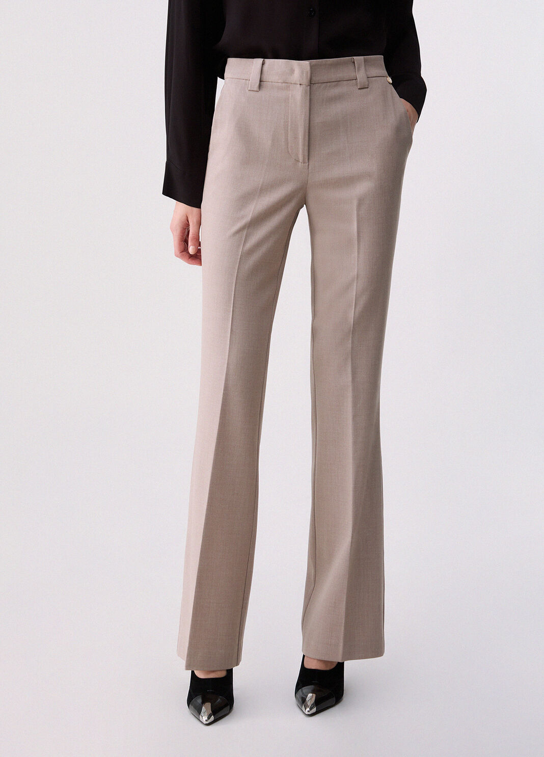 Fit & Flare Hose aus M&eacute;lange-Stoff beige Liu Jo - large image number 0