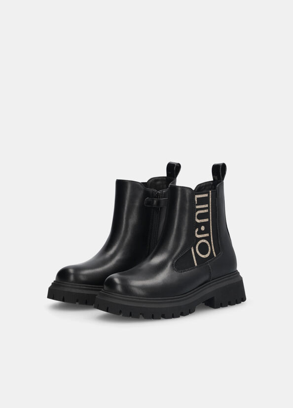 Ankle boots with glittery maxi-logo black Liu Jo - large image number 1