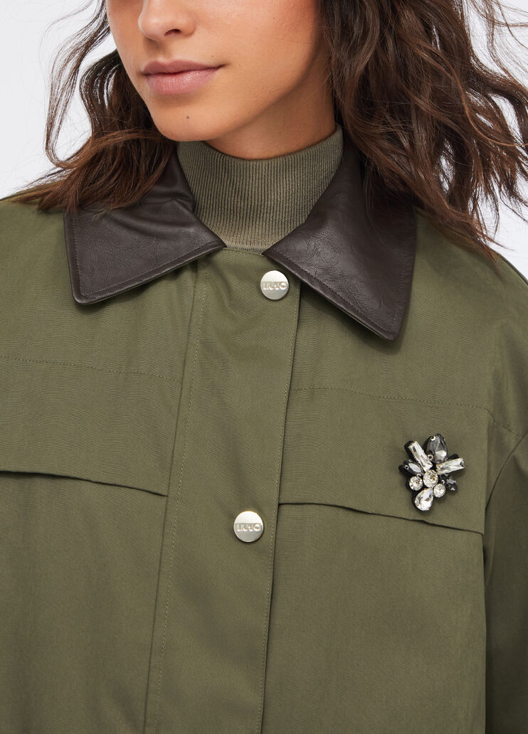 Jacket with bejewelled embroidery military green Liu Jo - large image number 3