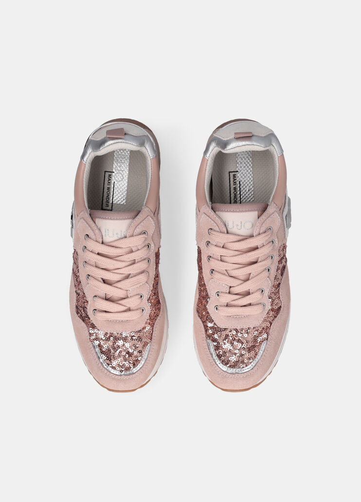 Sneakers platform in paillettes nude Liu Jo - large image number 4