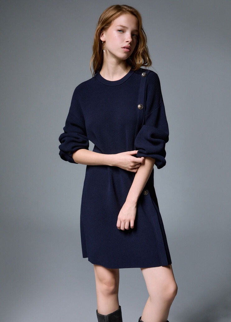 Knit Dress with Jewel Buttons dark blue Liu Jo - medium