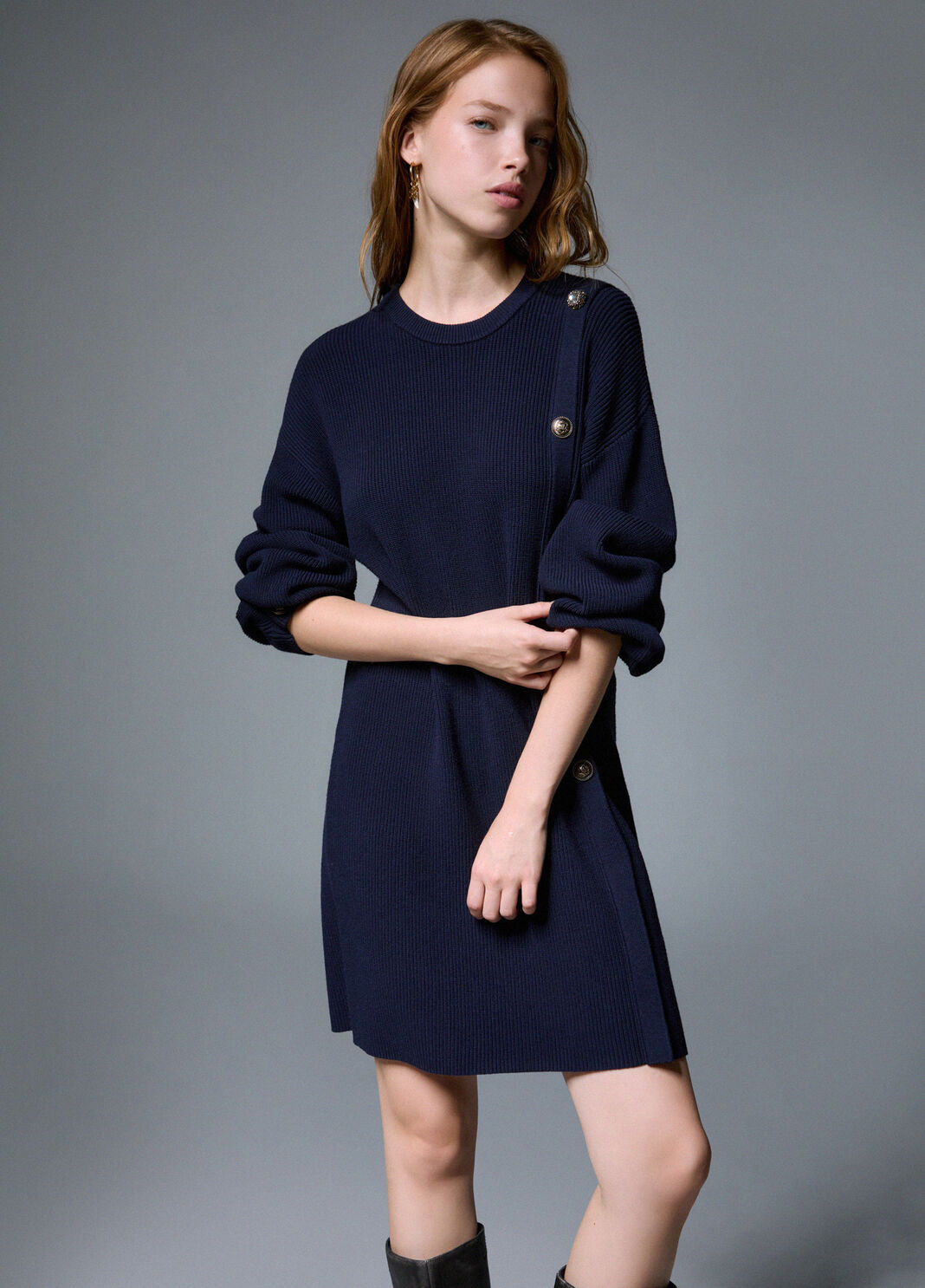 Knit Dress with Jewel Buttons dark blue Liu Jo - large image number 2