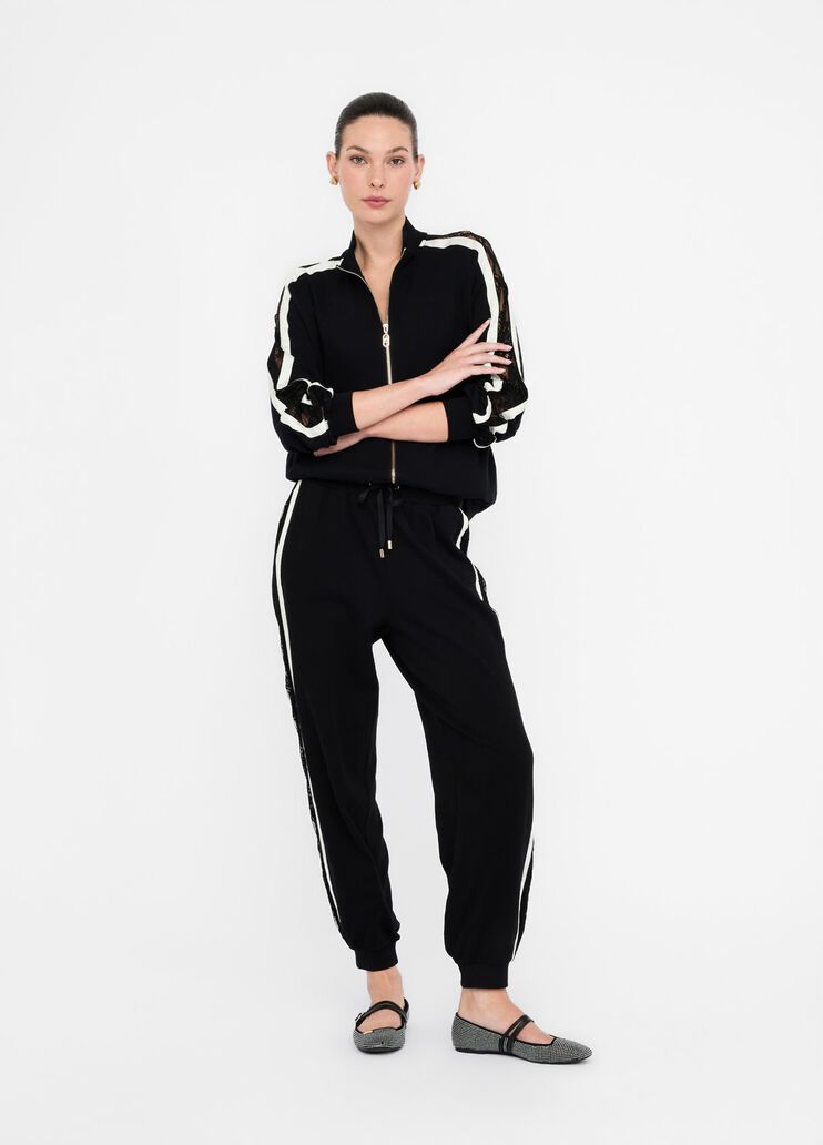Plush jogging trousers with lace black Liu Jo - large image number 5 Plush jogging trousers with lace black Liu Jo - large image number 5