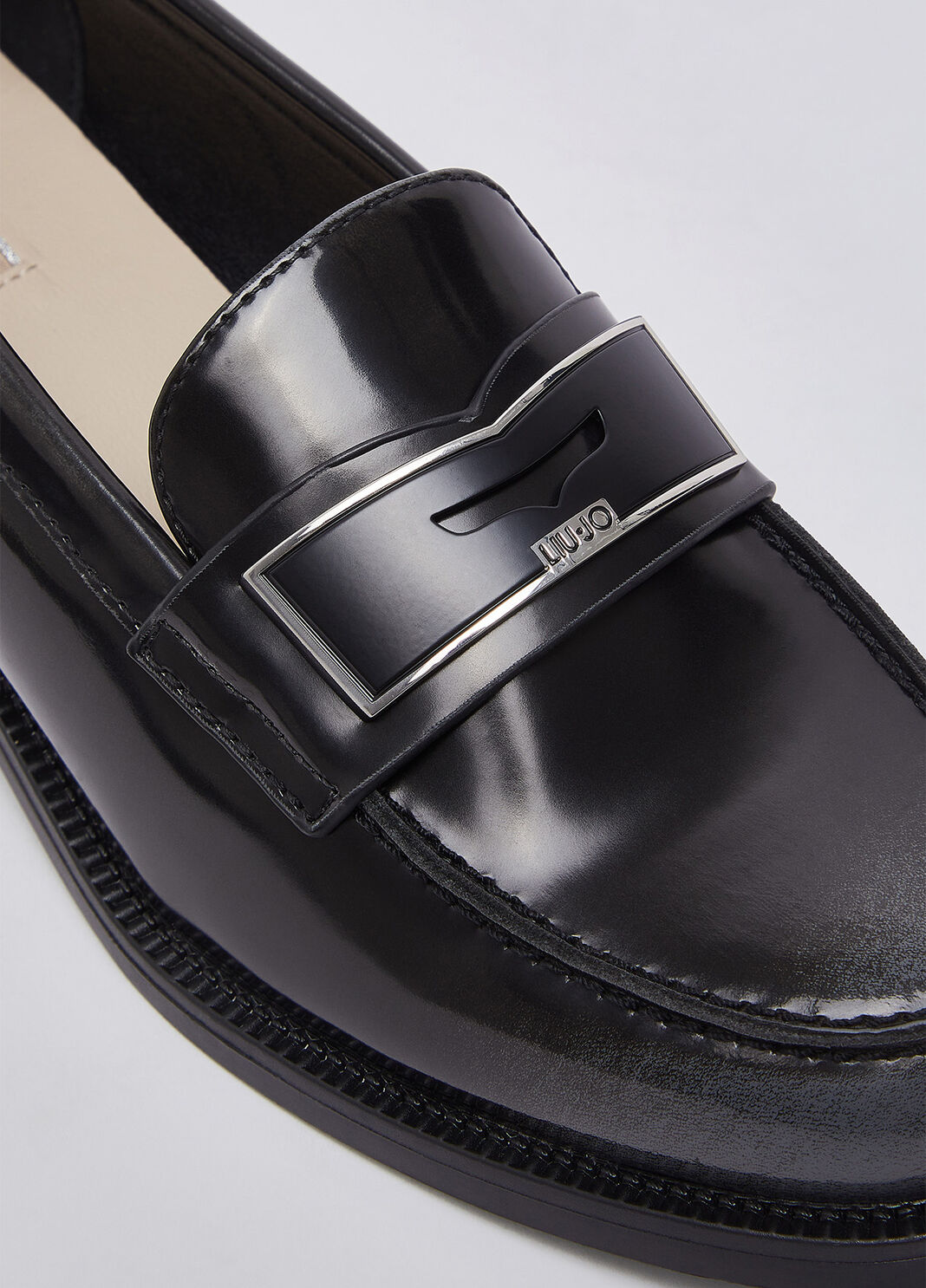 Brushed Leather Loafers black/grey Liu Jo - large image number 5