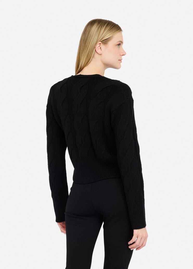 Cable knit wool cardigan black Liu Jo - large image number 1 Cable knit wool cardigan black Liu Jo - large image number 1