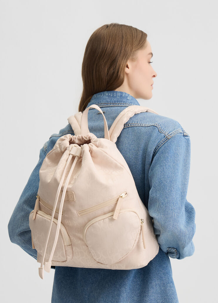 Nylon jacquard backpack light gold colour Liu Jo - medium Nylon jacquard backpack light gold colour Liu Jo - medium