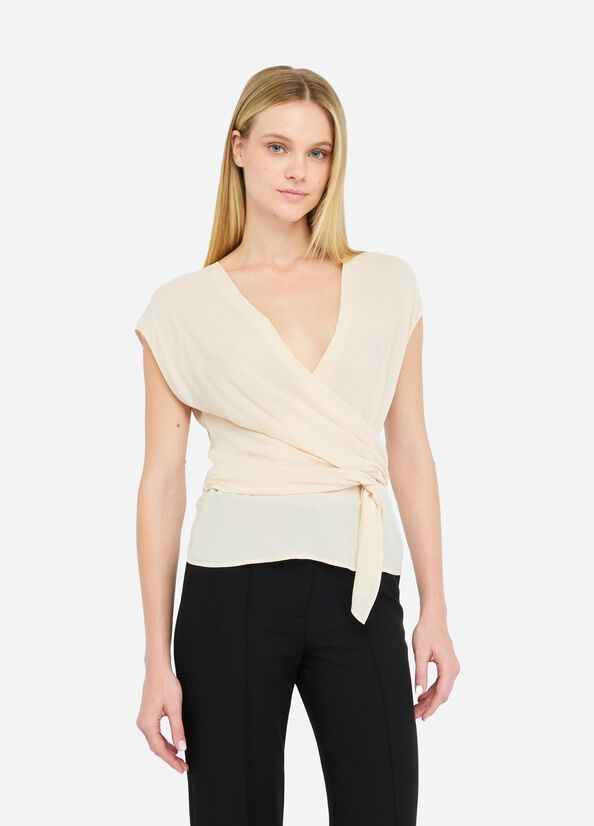 Crepe de chine top ivory Liu Jo - large image number 0
