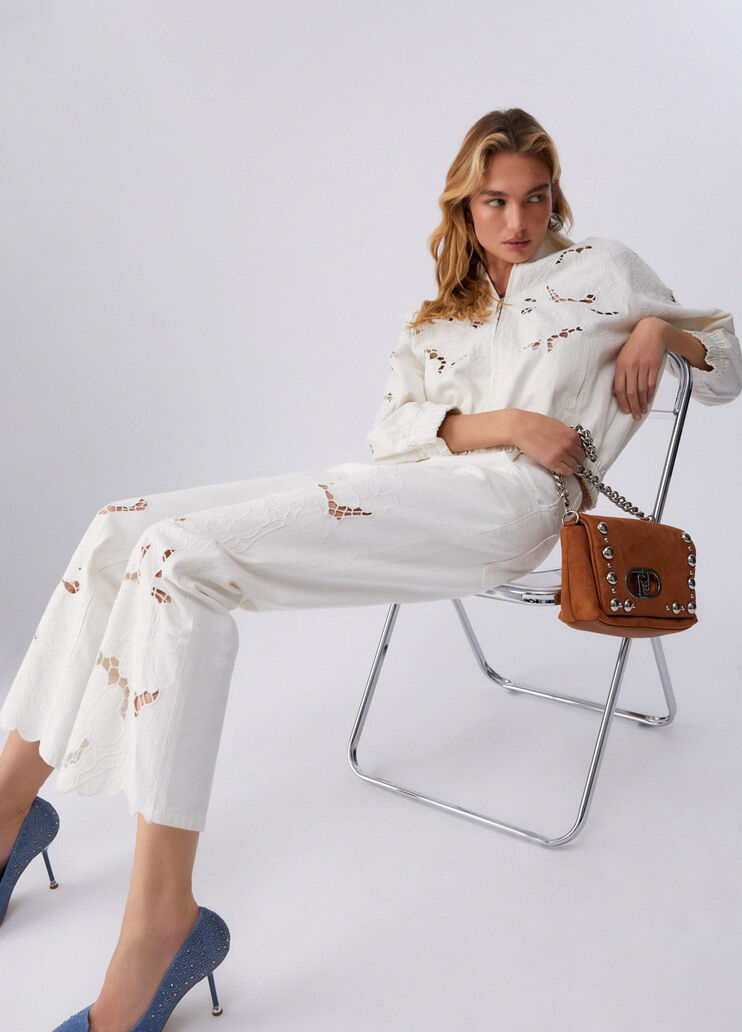 Chaqueta con bordados calados blanco lana Liu Jo - medium