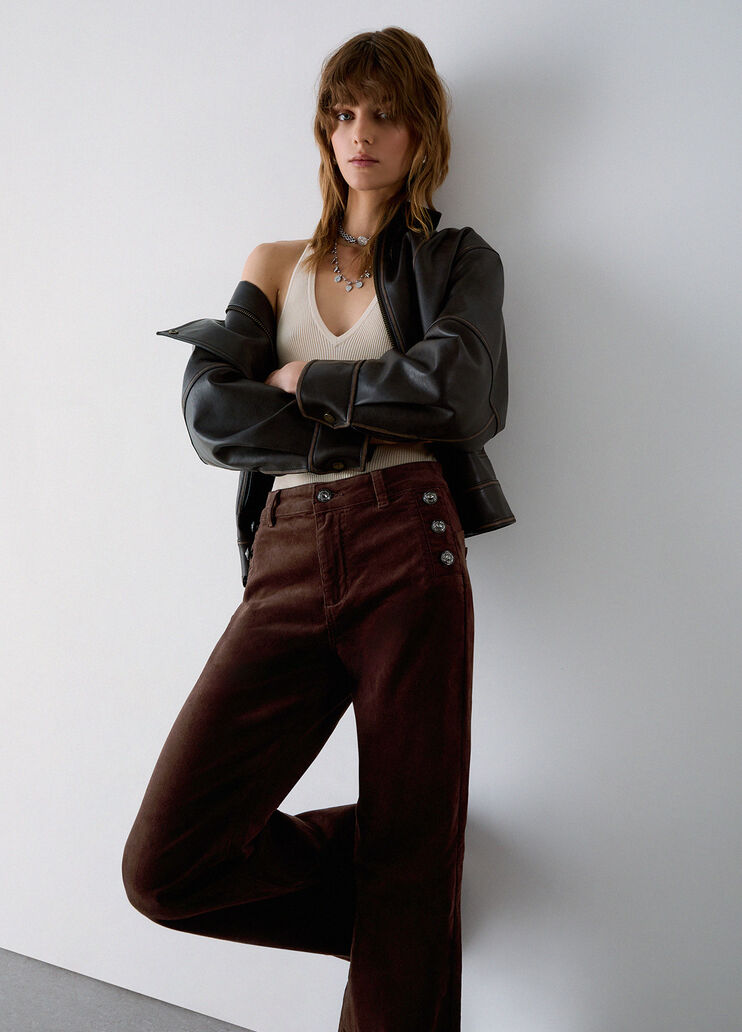 Flare trousers in velvet dark brown Liu Jo - medium