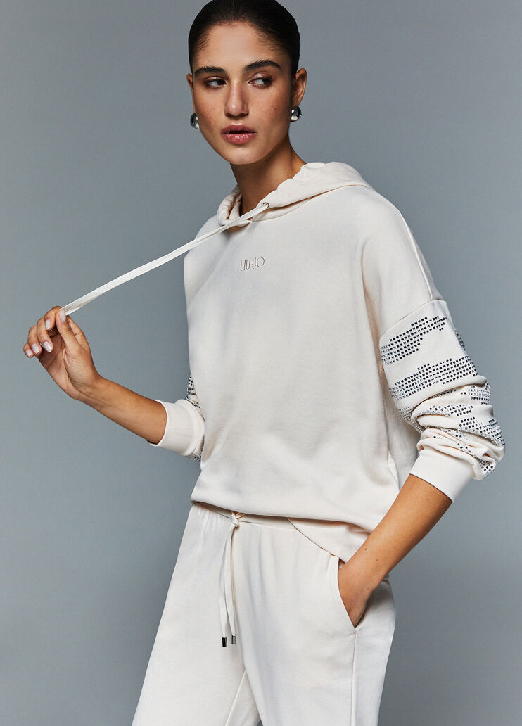 Hooded sweatshirt with appliqu&eacute;s champagne Liu Jo - medium
