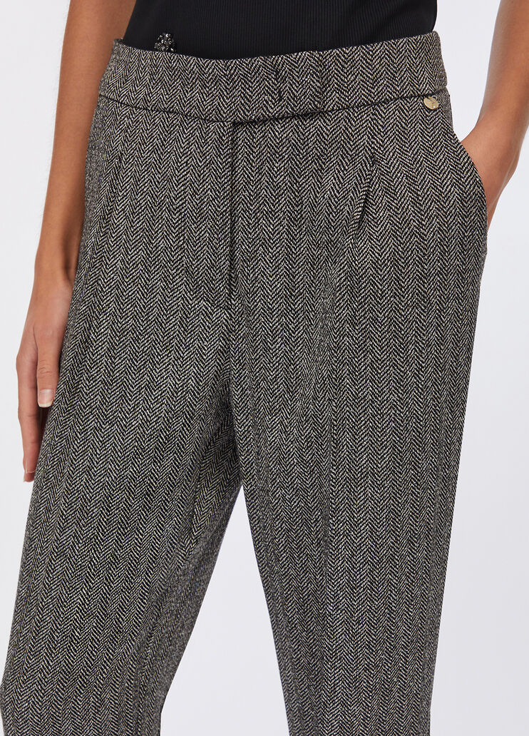 Cropped-Hose mit Fischgrätmuster Graues Fischgrätmuster Liu Jo - large image number 2