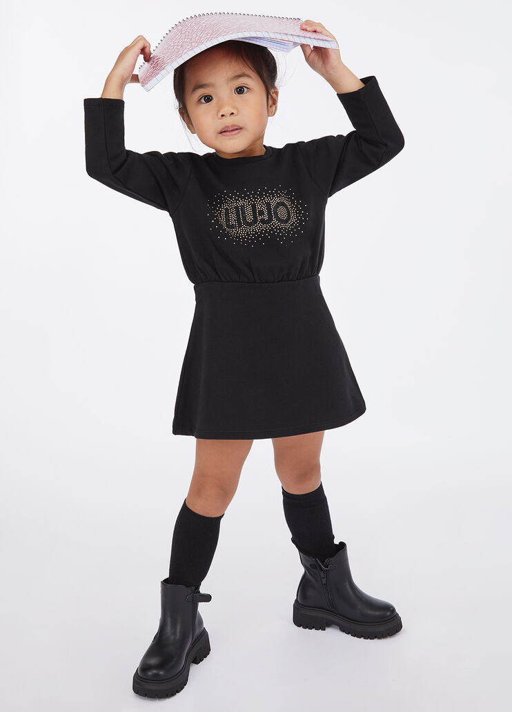 Sweatshirt dress with logo and rhinestones black Liu Jo - medium