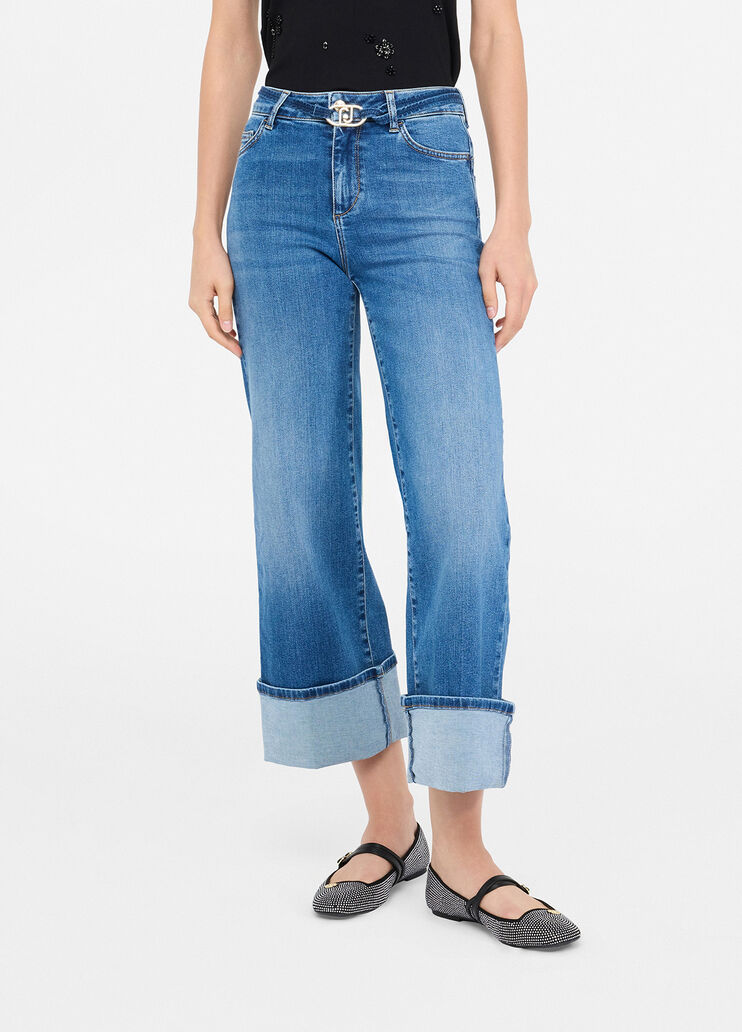 Cropped jeans with turn-ups blue denim Liu Jo - medium Cropped jeans with turn-ups blue denim Liu Jo - medium