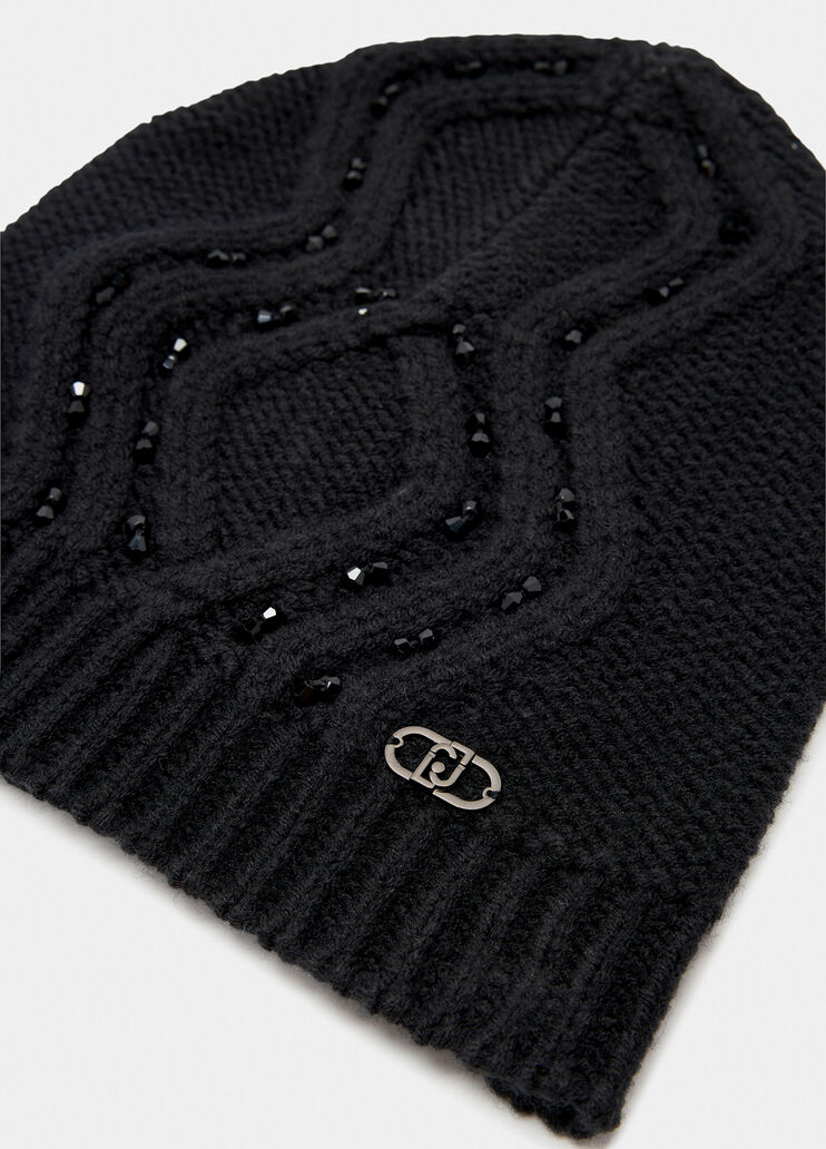 Wool-blend hat with beading black Liu Jo - large image number 3