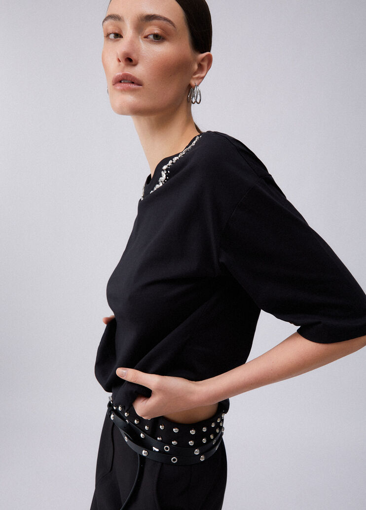 T-shirt con applicazioni nero Liu Jo - large image number 3