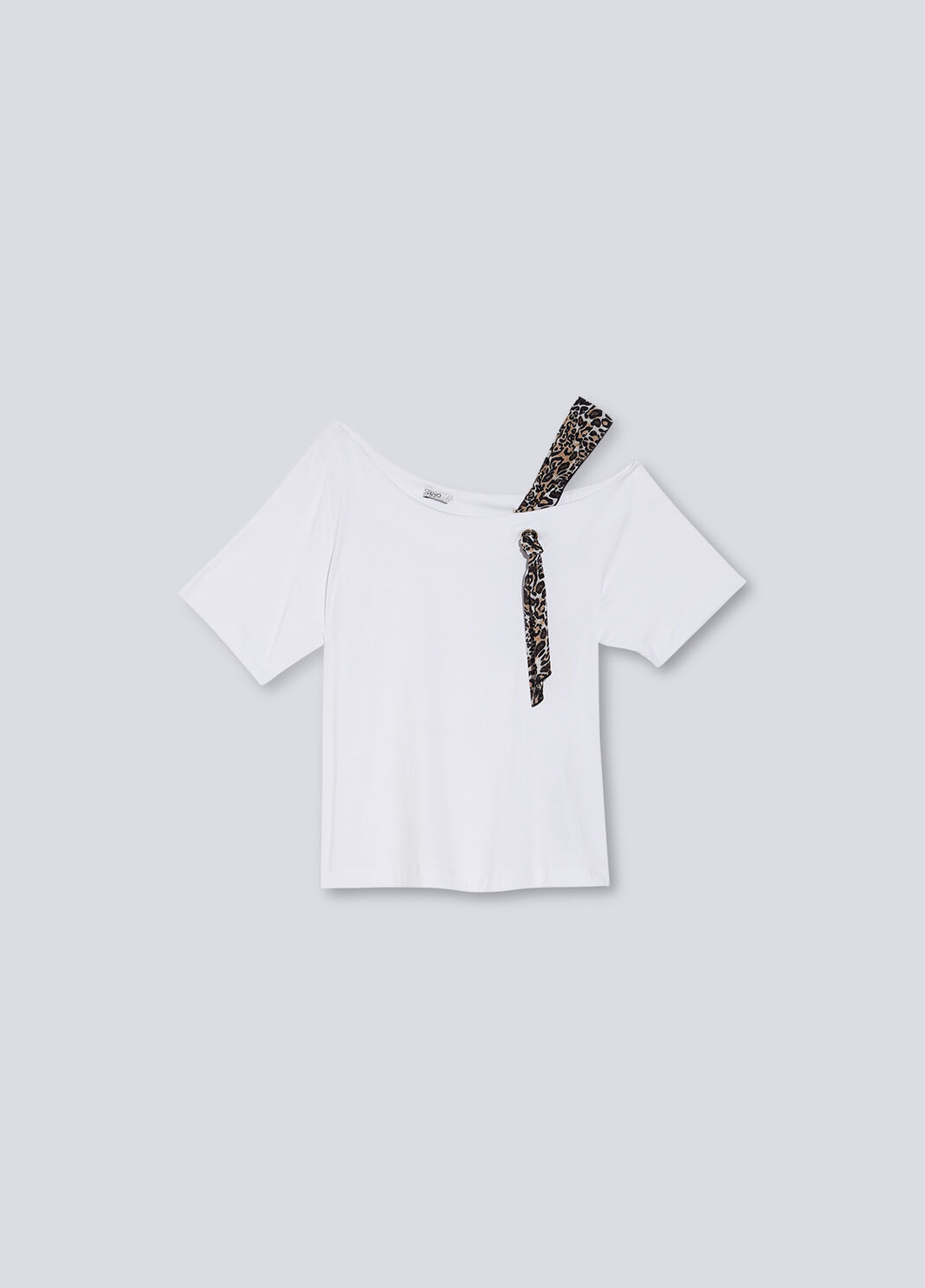 T-shirt with animal-print ribbon white/animal-print Liu Jo - large image number 4
