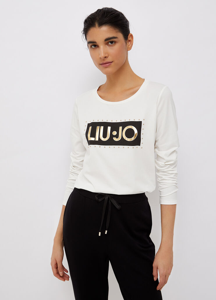T-shirt con logo bianco Liu Jo - large image number 0 T-shirt con logo bianco Liu Jo - large image number 0